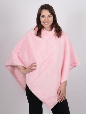 Soft Faux Fur Cape W/Fur Collar